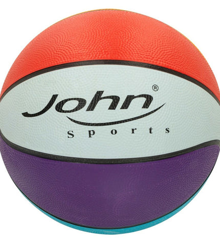 Set of 12 John Sports Rainbow basketballs, 24 cm diameter, suitable for outdoor sports, vibrant multicolor design.