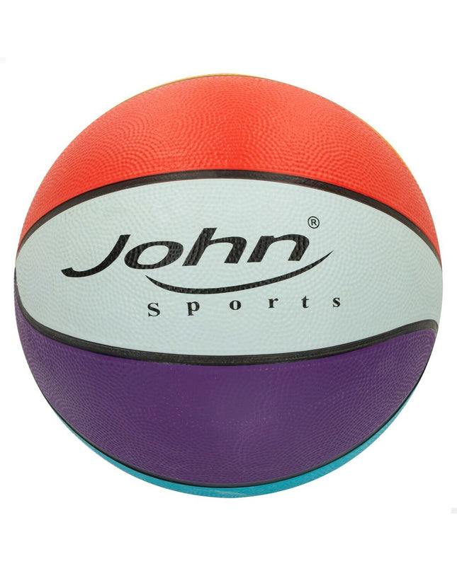 Set of 12 John Sports Rainbow basketballs, 24 cm diameter, suitable for outdoor sports, vibrant multicolor design.