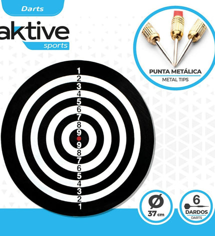Aktive Doelwit Aktive dartbord, diameter 37 cm, used for sport and outdoor dart games, with colorful target rings.