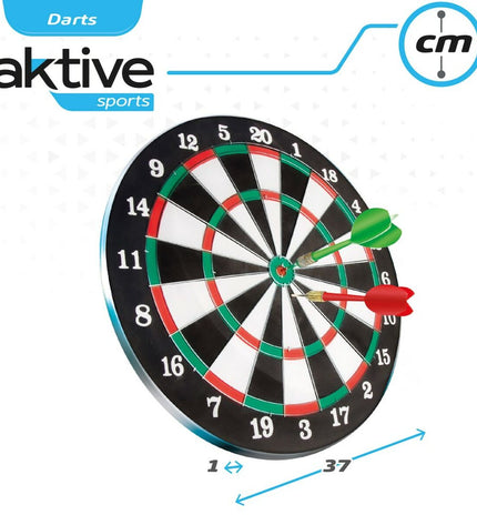 Aktive dartboard with a 37 cm target diameter, suitable for sport and outdoor dart games, shown in the image.