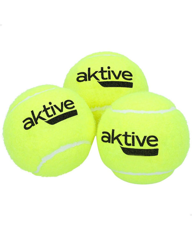 Set of 6 yellow Aktive padel tennis balls with 3 components, ideal for outdoor sport and paddle tennis games.