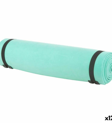 Set of 12 multicolour Aktive camping mats, 180x50 cm, lightweight and portable for outdoor camping and hiking activities.