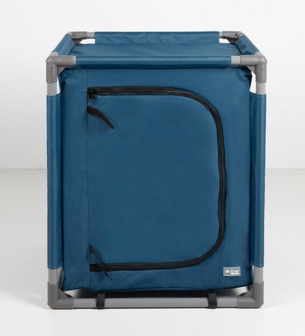 Pair of Aktive blue folding camping cabinets, 56x66x46 cm, ideal for outdoor camping and hiking storage.