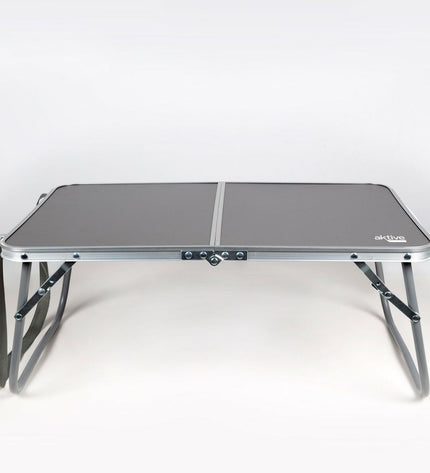Set of four Aktive camping folding tables in anthracite, 60x25x40 cm, suitable for outdoor camping and hiking activities.