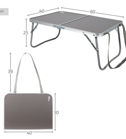 Set of four Aktive camping folding tables in anthracite color, measuring 60 x 25 x 40 cm, for outdoor camping and hiking.