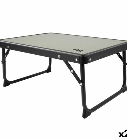 Pair of Aktive gray folding camping tables with 56x25x40 cm dimensions, suitable for outdoor camping and hiking activities.