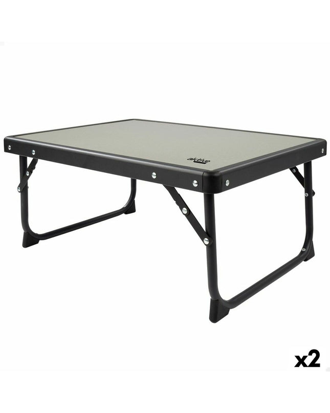 Pair of Aktive gray folding camping tables with 56x25x40 cm dimensions, suitable for outdoor camping and hiking activities.