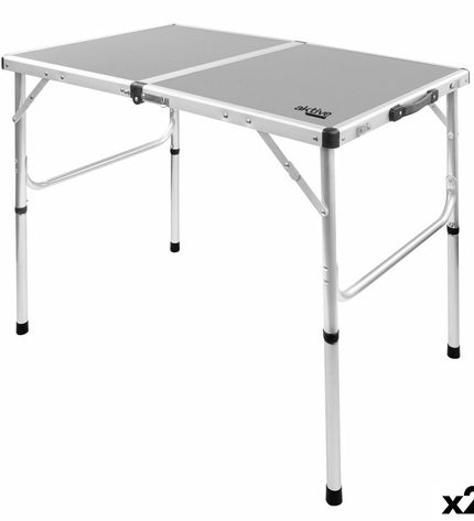 Pair of Aktive camping folding tables in gray, 90x70x60 cm, suitable for outdoor camping and outdoor activities.