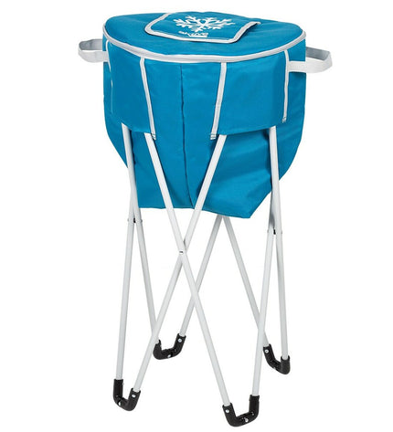 Two blue Aktive foldable coolers with support, measuring 43x85x43 cm, suitable for camping and outdoor activities.