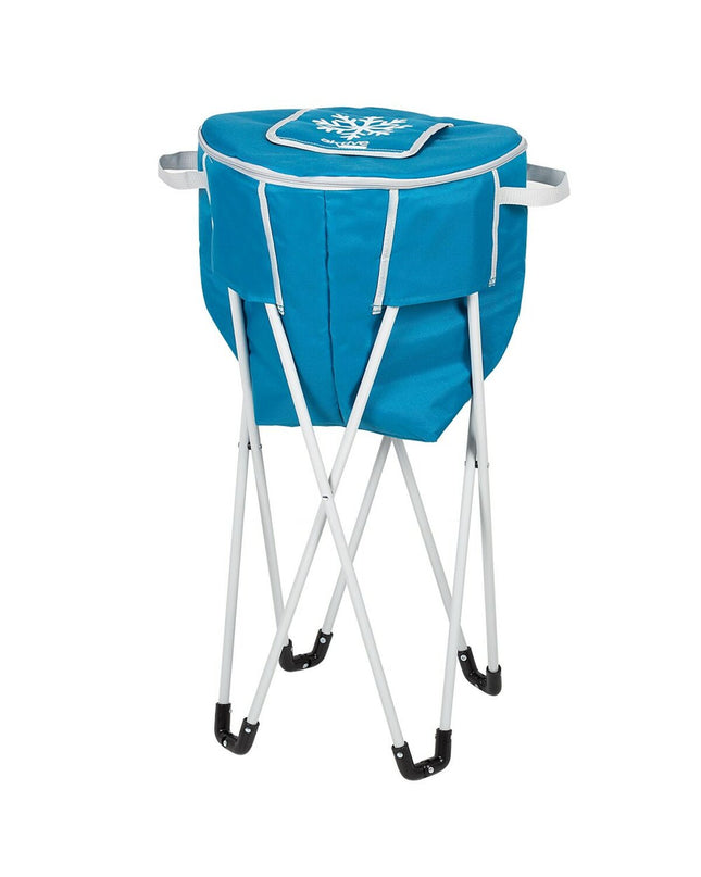 Two blue Aktive foldable coolers with support, measuring 43x85x43 cm, suitable for camping and outdoor activities.