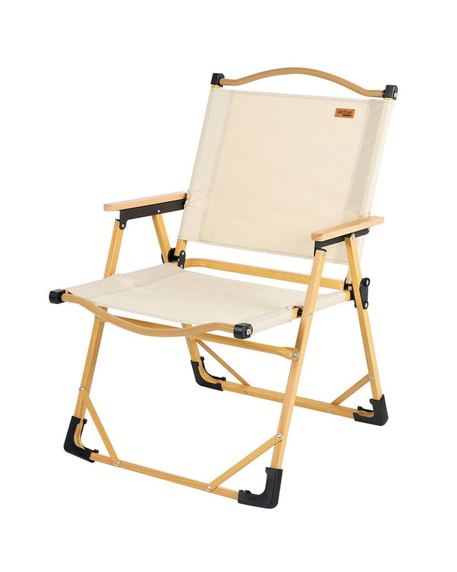 Pair of Aktive Sabana camping chairs in folded position, lightweight outdoor seats for camping and hiking, compact and portable.