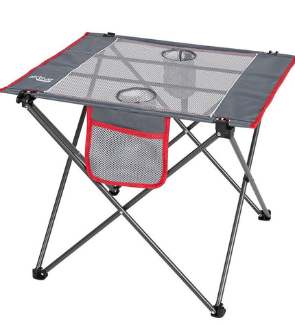 Pair of Aktive gray folding camping tables with 62x50x50 cm dimensions, suitable for outdoor camping and hiking activities.