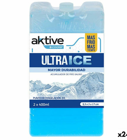 Active Ultra Ice Kou-accumulator, 400 ml, for outdoor activities, shown in a compact, reusable design with 24 pieces in packaging.