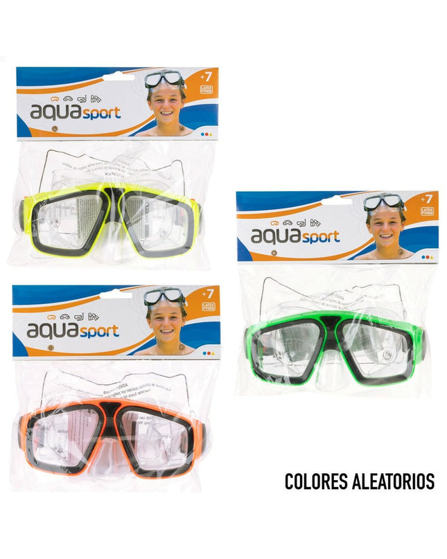 Set of 12 AquaSport diving goggles for watersport and outdoor activities, featuring snug fit and clear lenses.