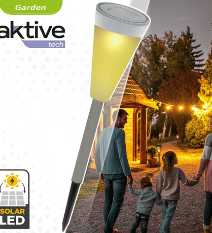 Set of 24 Aktive outdoor solar garden lights with plastic construction, measuring 6.7 x 39 x 6.7 cm, for outdoor decoration.