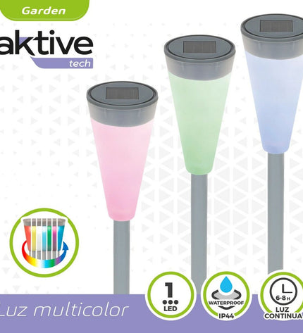 Set of 24 Aktive solar outdoor garden lights, plastic decorative stakes, 6.7 x 39 cm, for illuminating garden and outdoor spaces.