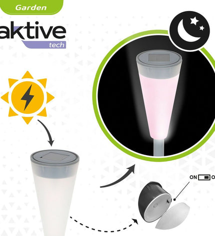 Set of 24 Aktive solar garden lights in plastic, 6.7 x 39 x 6.7 cm, outdoor decoration for illuminating gardens.