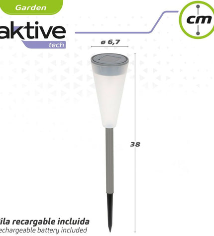 Set of 24 Aktive solar garden lights in plastic, 6.7 x 39 x 6.7 cm, outdoor decoration for illuminating gardens.