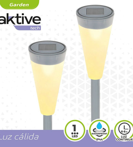 Set of 24 Aktive solar outdoor garden lights with decorative plastic design, 6.7 x 39 x 6.7 cm for outdoor decoration.
