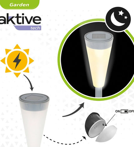 Set of 24 Aktive solar garden lights, plastic outdoor decoration with 6.7 x 39 x 6.7 cm size, for illuminating outdoor spaces.