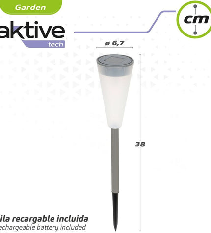 Set of 24 Aktive solar outdoor garden lights, plastic stake decor, 6.7 x 39 cm, ideal for illuminating outdoor spaces.