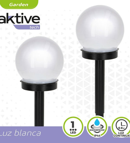 Set of 24 solar outdoor garden lights by Aktive, plastic decorative lights measuring 10x34x10 cm for outdoor decor.