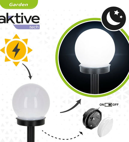 Set of 24 Aktive solar garden lights in plastic, measuring 10x34x10 cm, perfect for outdoor decorative lighting.