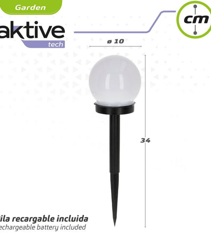 Set of 24 Aktive solar garden lights, outdoor decorative plastic stakes, 10x34x10 cm, ideal for illuminating gardens and outdoor spaces.