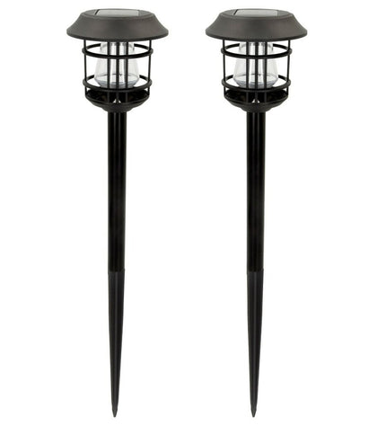 Set of four Aktive solar garden lights with stainless steel and plastic, 13x55x13 cm, outdoor decorative lighting for gardens.