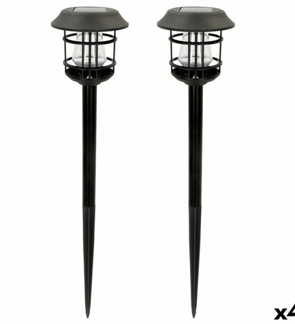Set of four Aktive solar garden lights with stainless steel and plastic, 13x55x13 cm, outdoor decorative lighting for garden paths.