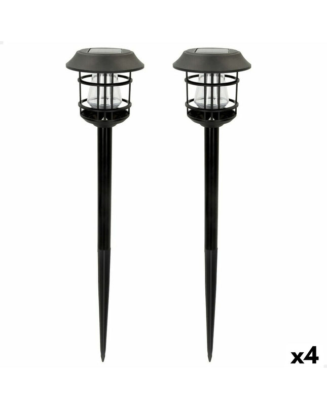 Set of four Aktive solar garden lights with stainless steel and plastic, 13x55x13 cm, outdoor decorative lighting for garden paths.