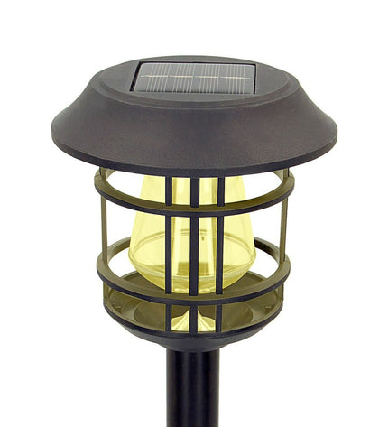 Set of four Aktive solar garden lights with stainless steel and plastic, each 13x55x13 cm, outdoor decorative lighting for gardens.