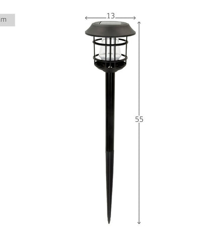 Set of four Aktive solar outdoor garden lights with stainless steel and plastic, measuring 13x55x13 cm, for outdoor decoration.