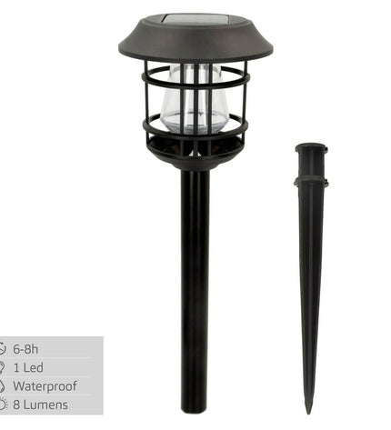 Set of four Aktive solar garden lights with stainless steel and plastic, 13x55x13 cm, outdoor decoration for garden lighting.