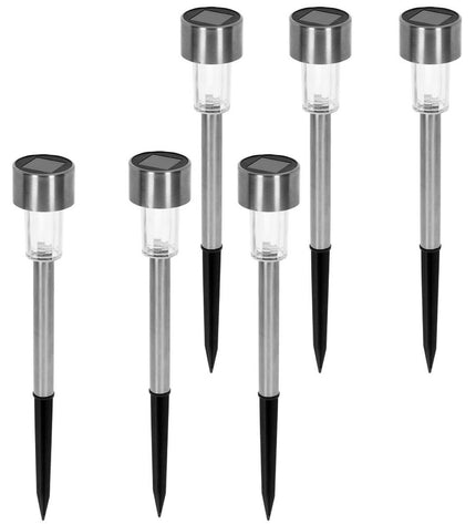 Set of six Aktive solar garden lights with plastic construction, 5.5 x 36 x 5.5 cm, for outdoor decoration and illumination.