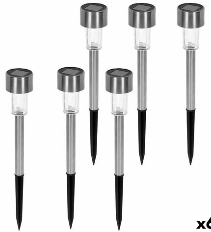 Set of six Aktive solar outdoor garden lights with plastic construction, 36 cm tall, ideal for decorative outdoor lighting.