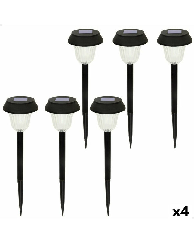 Set of four Aktive solar garden lights with stainless steel and plastic, 10x38x10 cm, outdoor decoration for garden illumination.