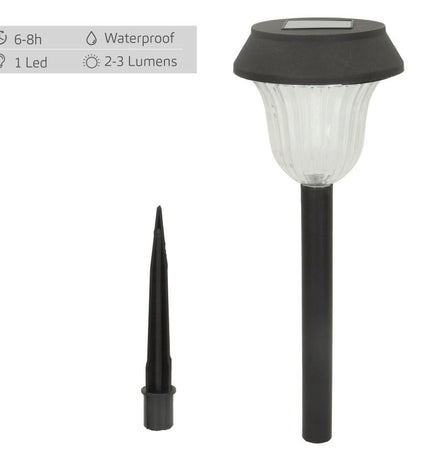 Set of four Aktive solar garden lights with stainless steel and plastic, 10x38x10 cm, ideal for outdoor garden decoration.