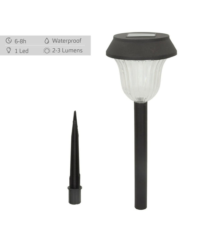 Set of four Aktive solar garden lights with stainless steel and plastic, 10x38x10 cm, ideal for outdoor garden decoration.
