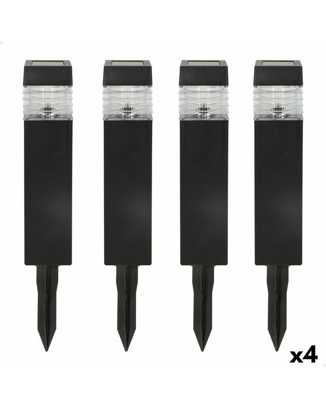 Set of four Aktive solar garden lights with plastic construction, 6 x 39.5 x 6 cm, for outdoor decorative lighting.