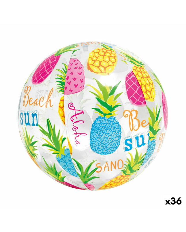 Set of 36 Intex PVC beach balls, 51 cm diameter, suitable for outdoor play and sports, vibrant colorful design.