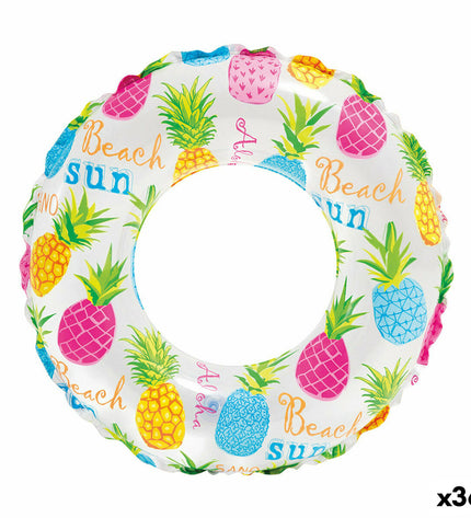 Set of 36 inflatable floating donut pool toys by Intex, 51 cm diameter, colorful and fun for outdoor water play.