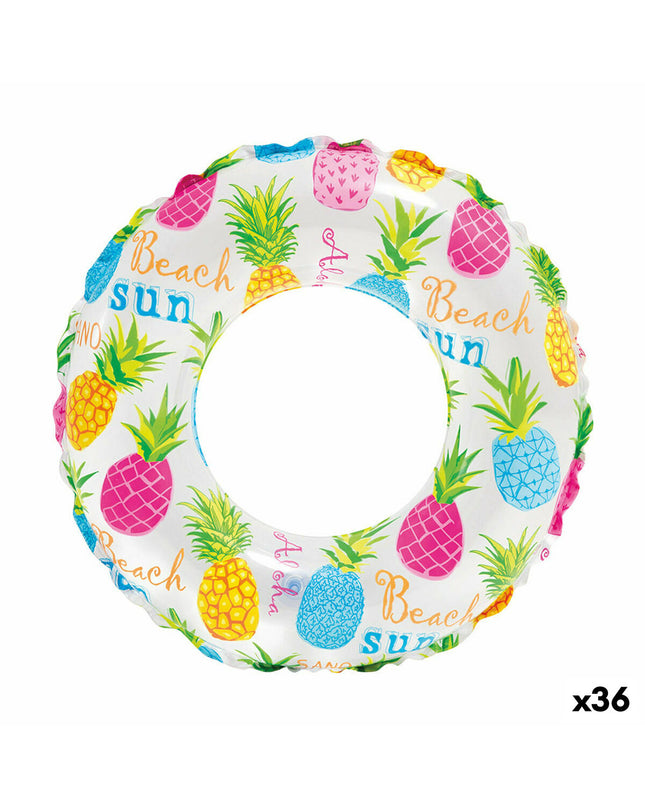 Set of 36 inflatable floating donut pool toys by Intex, 51 cm diameter, colorful and fun for outdoor water play.