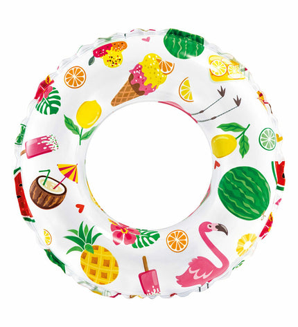 Inflatable floating donut pool toy by Intex, 51 cm diameter, set of 36, suitable for outdoor water play and pool fun.