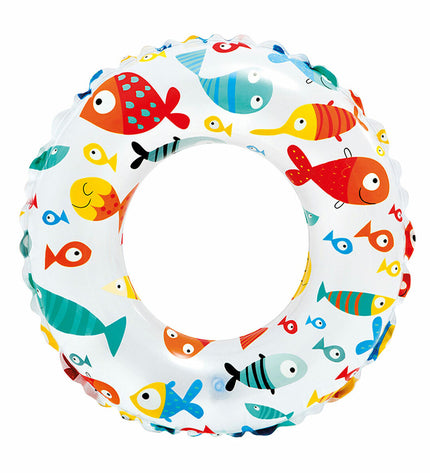 Set of 36 inflatable floating donut pool toys by Intex, 51 cm diameter, suitable for outdoor swimming and water play.