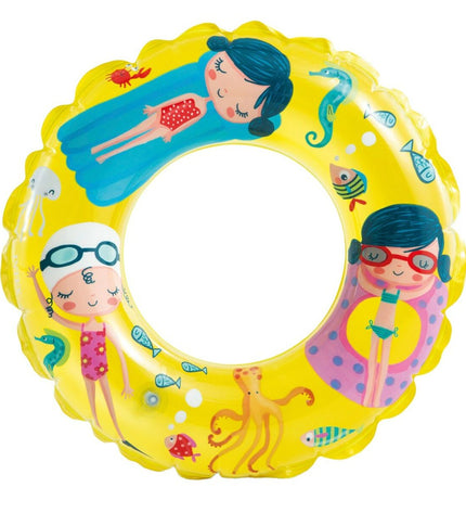 Inflatable floating donut toy from Intex, 61 cm diameter, colorful, set of 36, perfect for pool play and outdoor fun.