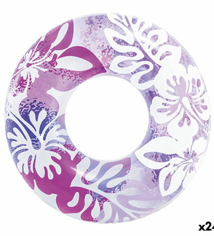 Set of 24 inflatable floating donut pool toys by Intex, 91 cm diameter, ideal for outdoor water play and pool fun.