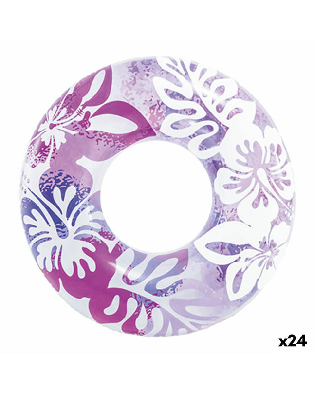 Set of 24 inflatable floating donut pool toys by Intex, 91 cm diameter, ideal for outdoor water play and pool fun.