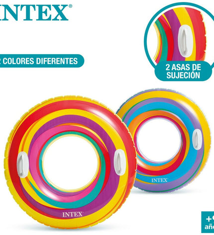 Set of 24 inflatable floating donuts by Intex, 91 cm diameter, perfect for swimming pools and summer outdoor fun.