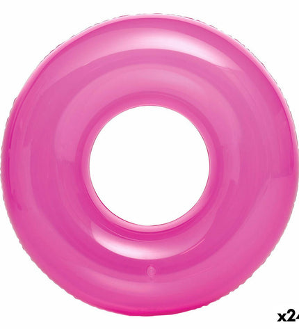 Set of 24 Intex inflatable floating donuts, 76x76 cm, colorful pool toys for outdoor fun and water games.